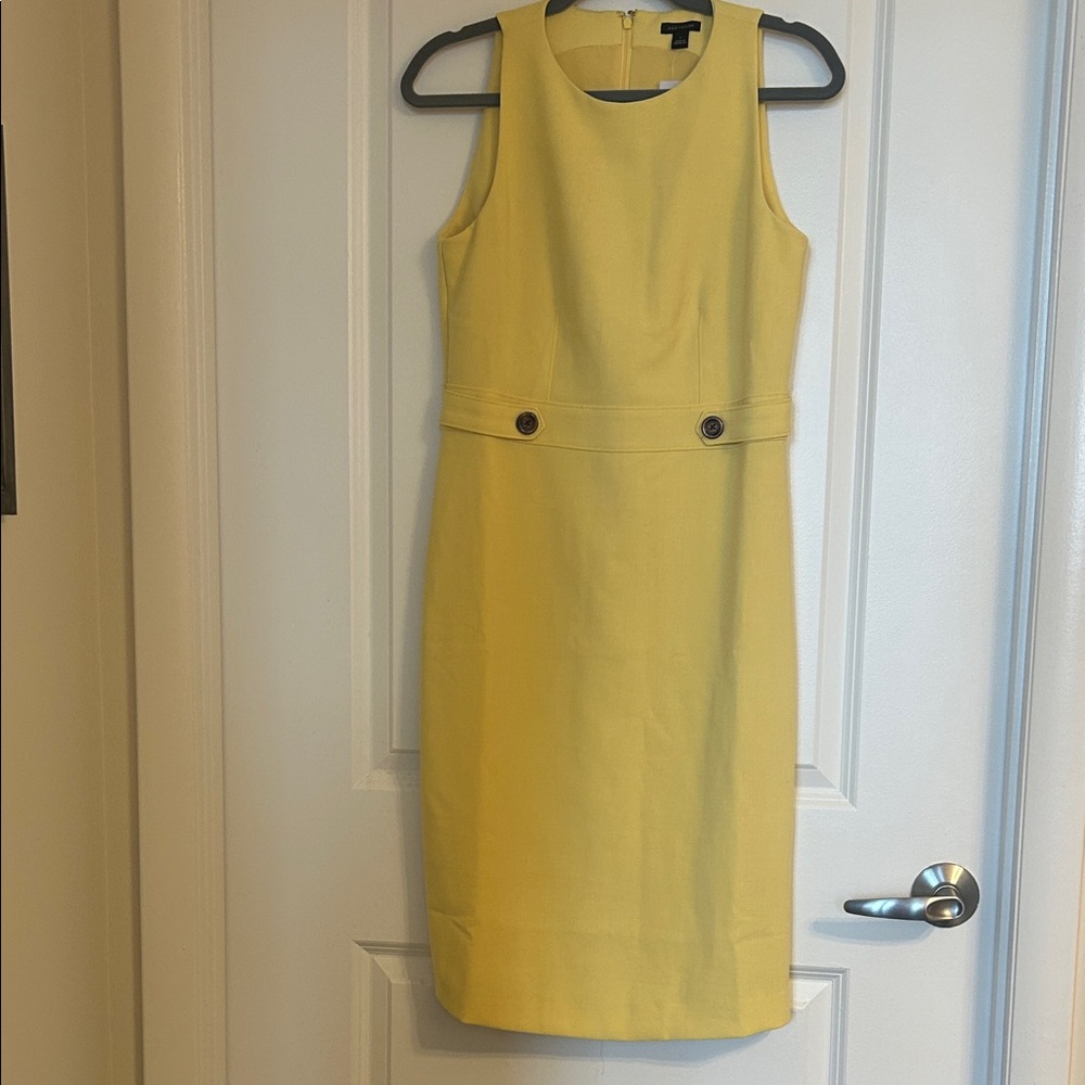 Ann Taylor Yellow Midi Dress with Button Accents